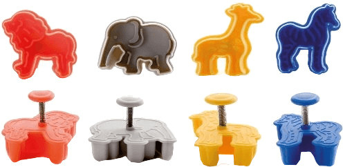ibili Lot de 4 emporte-pièces avec poussoir Safari