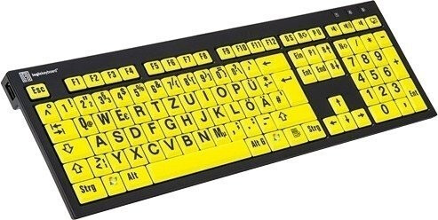 LogicKeyboard XL Print NERO PC Slim Line Black on Yellow DE