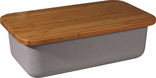 Zuperzozial Boîte à pain avec planche à découper gris pierre