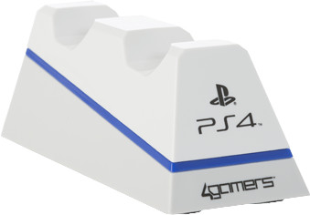 4Gamers PS4 Twin Play 'n' Charge Cables with Desktop Stand (blanc)