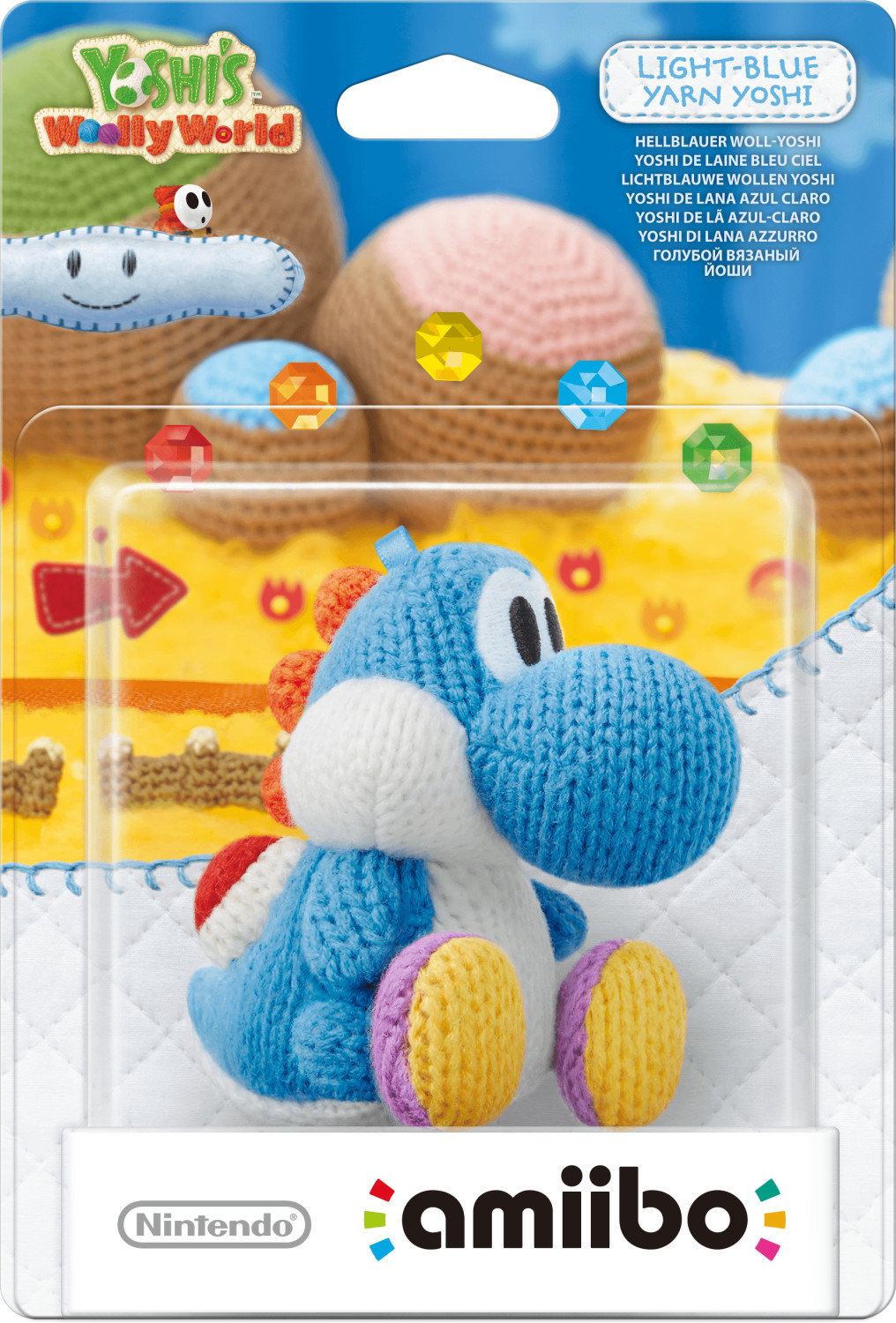 Nintendo amiibo Yoshi de laine bleu ciel (Yoshi's Woolly World Collection)
