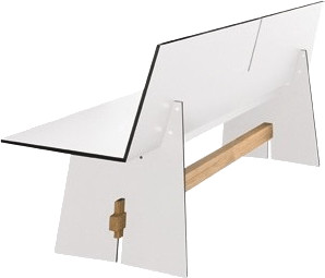 Conmoto Tension Bench with Back Rest white Traverse Teak
