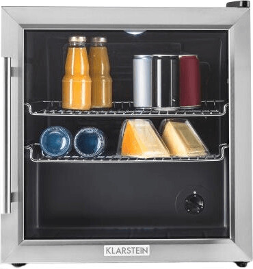 Klarstein Mini Kühlschrank mit Glastür, für Zimmer, Getränkekühlschrank  Klein mit Verstellbaren Ablagen, 98 Liter, Indoor/Outdoor Leise