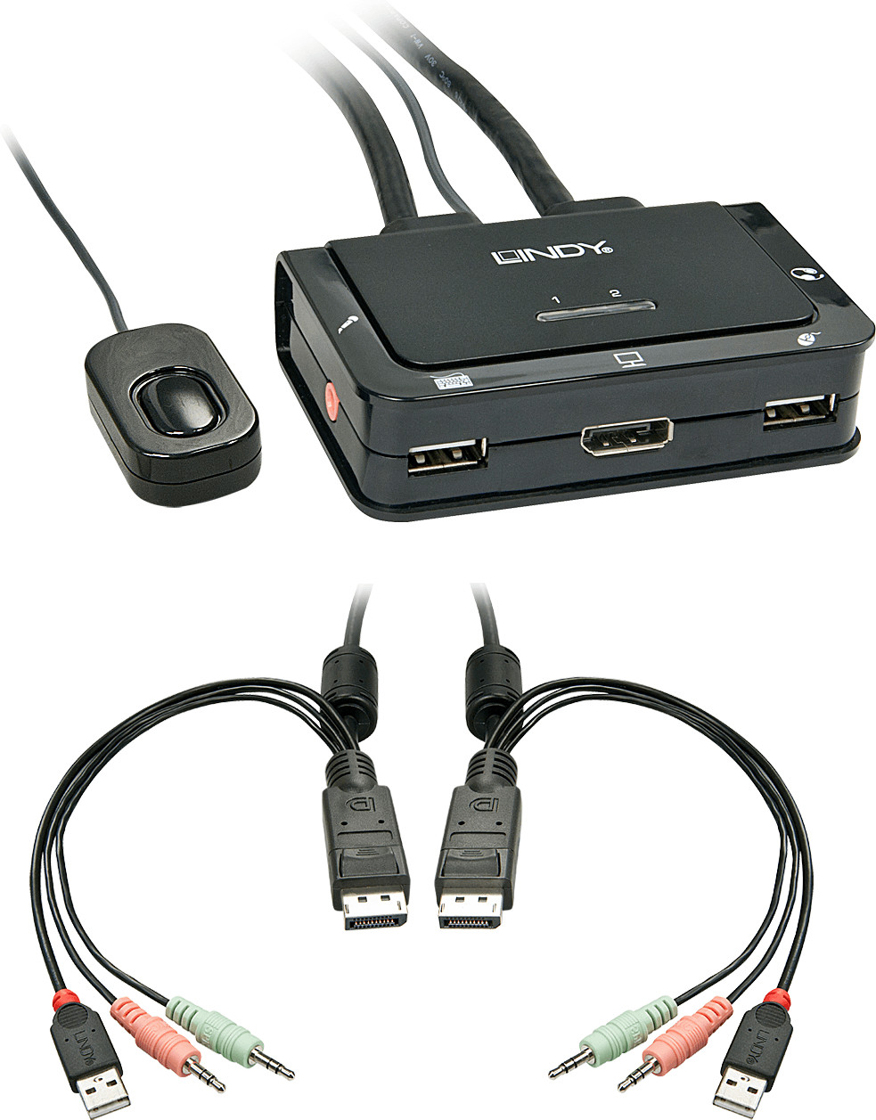 Lindy DisplayPort KVM Switch 2 Port Compact USB 2.0 Audio ab 104,87