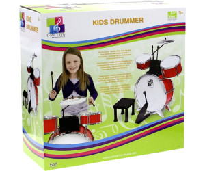 Drumset mit Hocker Schlaginstrument zum Lernen Kinderschlagzeug Komplettset 2 Sticks 1 Becken und Fußpedal Concerto 708302 Schlagzeug Set mit 3 Trommeln Musikinstrument für Kinder ab 3 Jahren