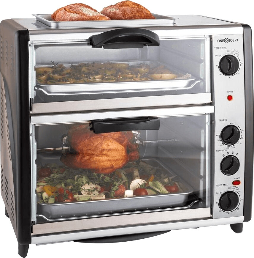 OneConcept Doppel-Backofen mit Grillplatte