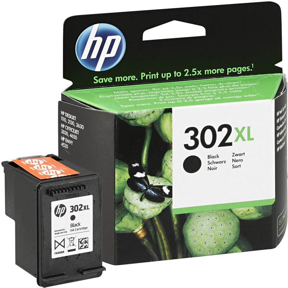 HP 302 cartouche d'encre Noir pour Deskjet 1010, 21XX, 36XX, Envy 45XX,  Officejet 38XX, 46XX d'origine