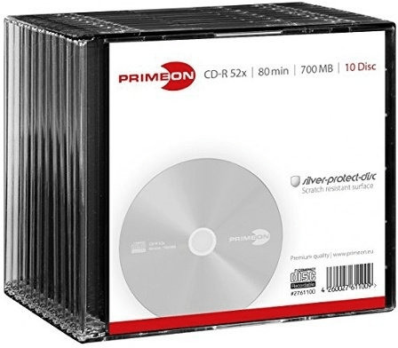 Primeon CD-R Silver-Protect-Disc 700MB 80min 52x 10pk Slimcase