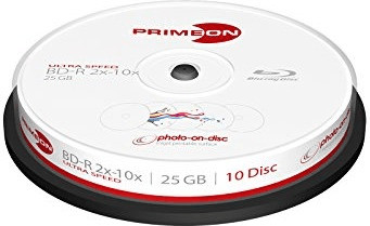Primeon BD-R Photo-On-Disc 25GB 10x inkjet printable 10pk Cakebox