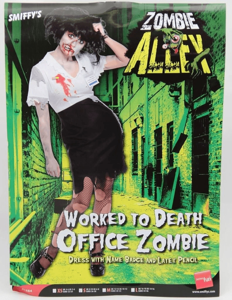 Smiffy's Work To Death Zombie Female Costume