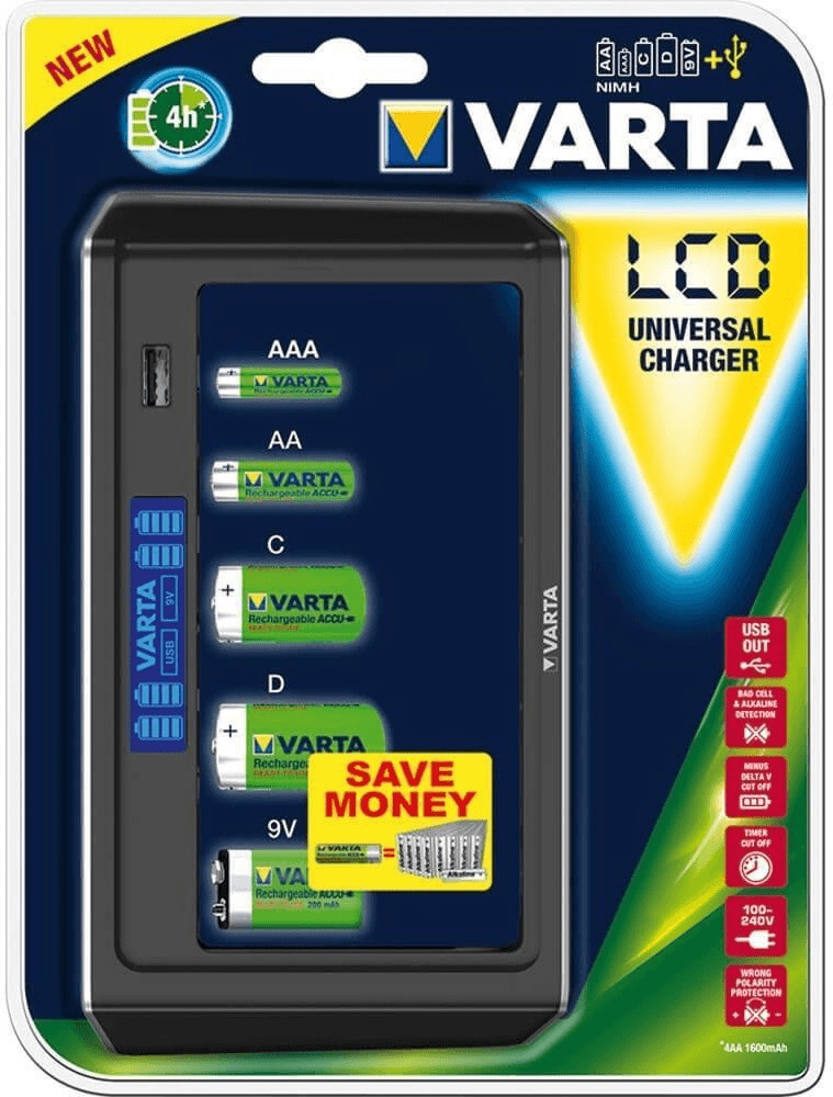 Chargeur universel VARTA - 5h - Pour pile AAA/AA/C/D/9V - 57648101401