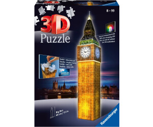 Ravensburger 12588-3D Puzzle Big Ben bei Nacht mit LED-Beleuchtung 216 Teile 