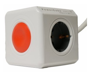 PowerCube Naranja con 4 tomas, cable y control remoto