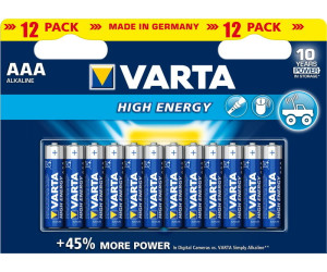 VARTA Piles alcalines High Energy AAA 8+4 gratuites au meilleur prix sur
