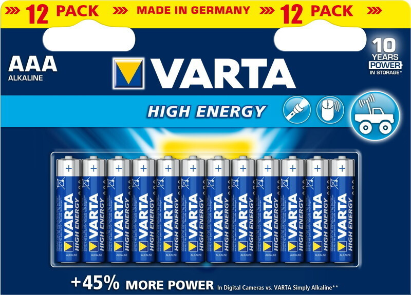 VARTA Piles alcalines High Energy AAA 8+4 gratuites au meilleur prix sur