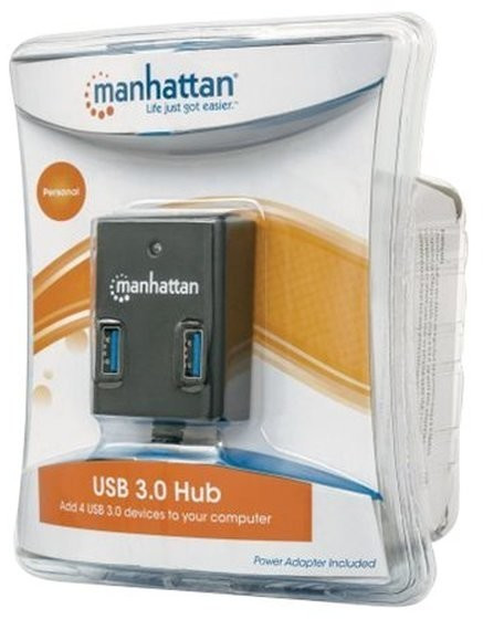 Manhattan USB-HUB 4-Port USB 3.0 mit Netzteil schwarz - USB Hubs
