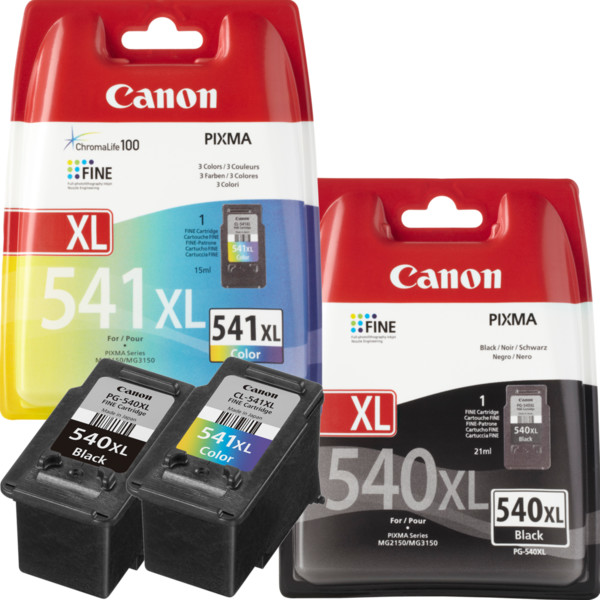2 Cartouches Compatibles, Canon PG-540 XL / CL-541 XL Noir 24ml +