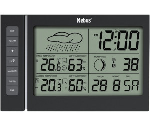 Funk Wetterstation Mebus 40345 Thermometer Mondphase Funkuhr Luftfeuchtigkeit 