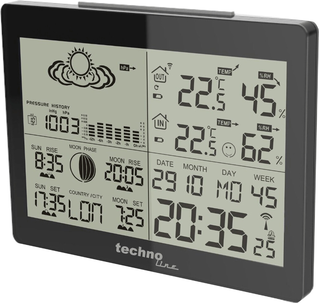 Station météo sans fil horloge radiopilotée technoline 2 sondes