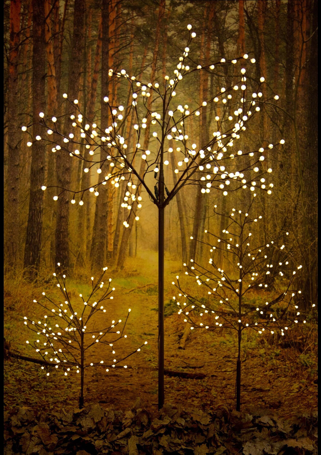 KONSTSMIDE LED-Lichterbaum Glimmer schwarz 210 cm, 504 LED bernsteinfarben,  Glimmereffekt