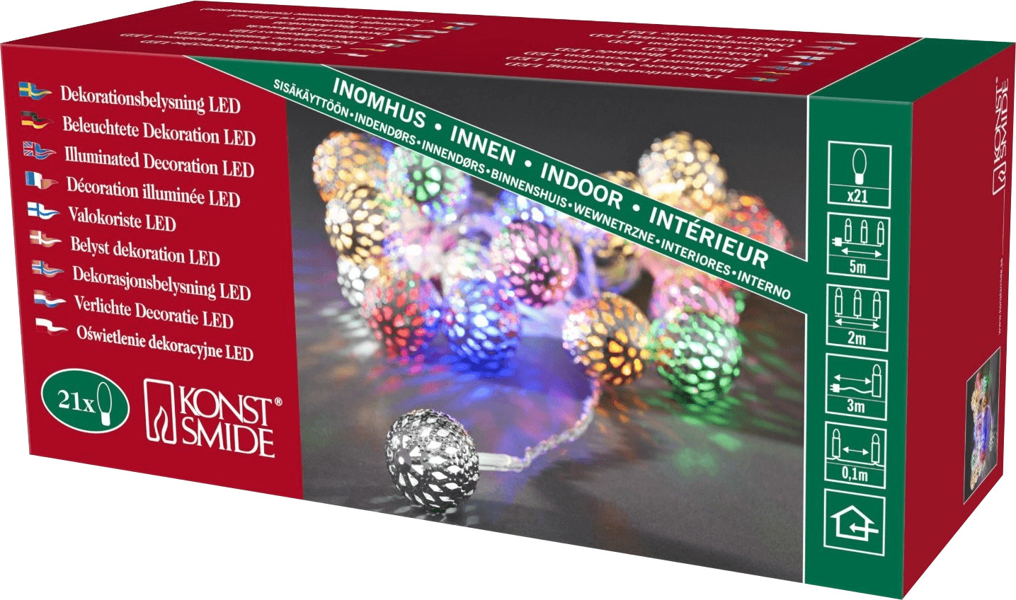 Konstsmide Guirlande lumineuse multicolore boules à motifs