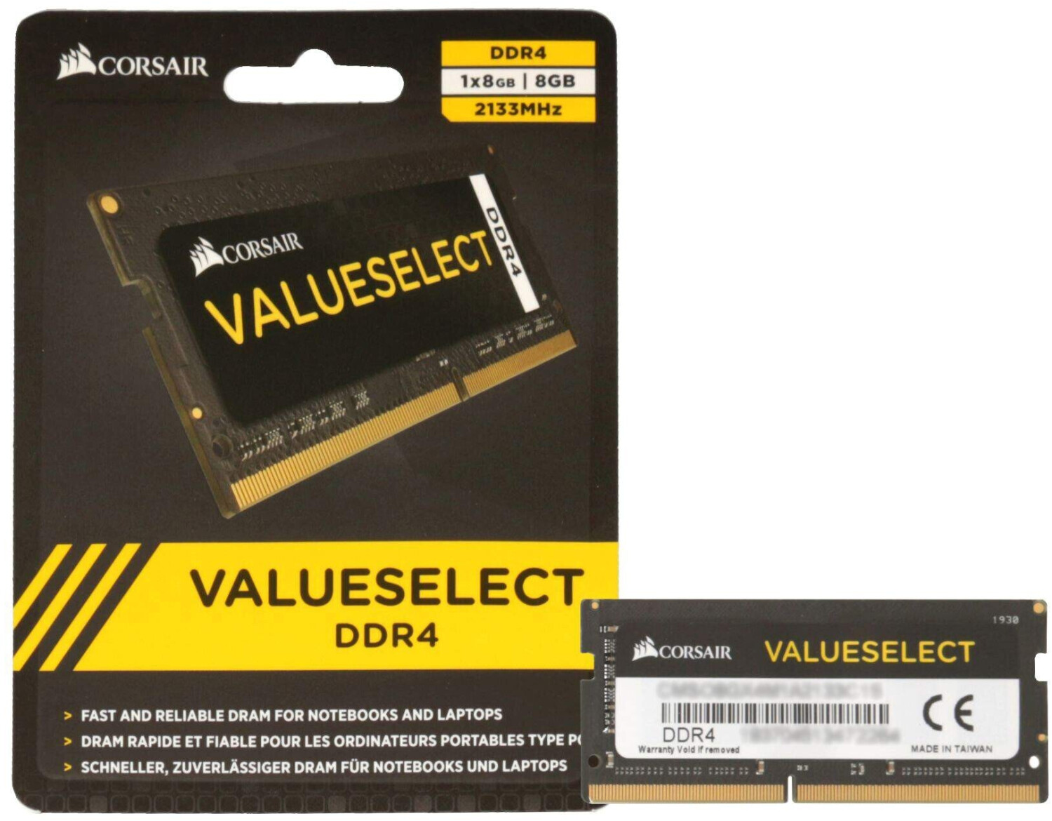 Corsair ValueSelect 8 Go SO DIMM DDR4 2133 CL15 CMSO8GX4M1A2133C15 Black Friday 2024 Comparez les prix sur idealo
