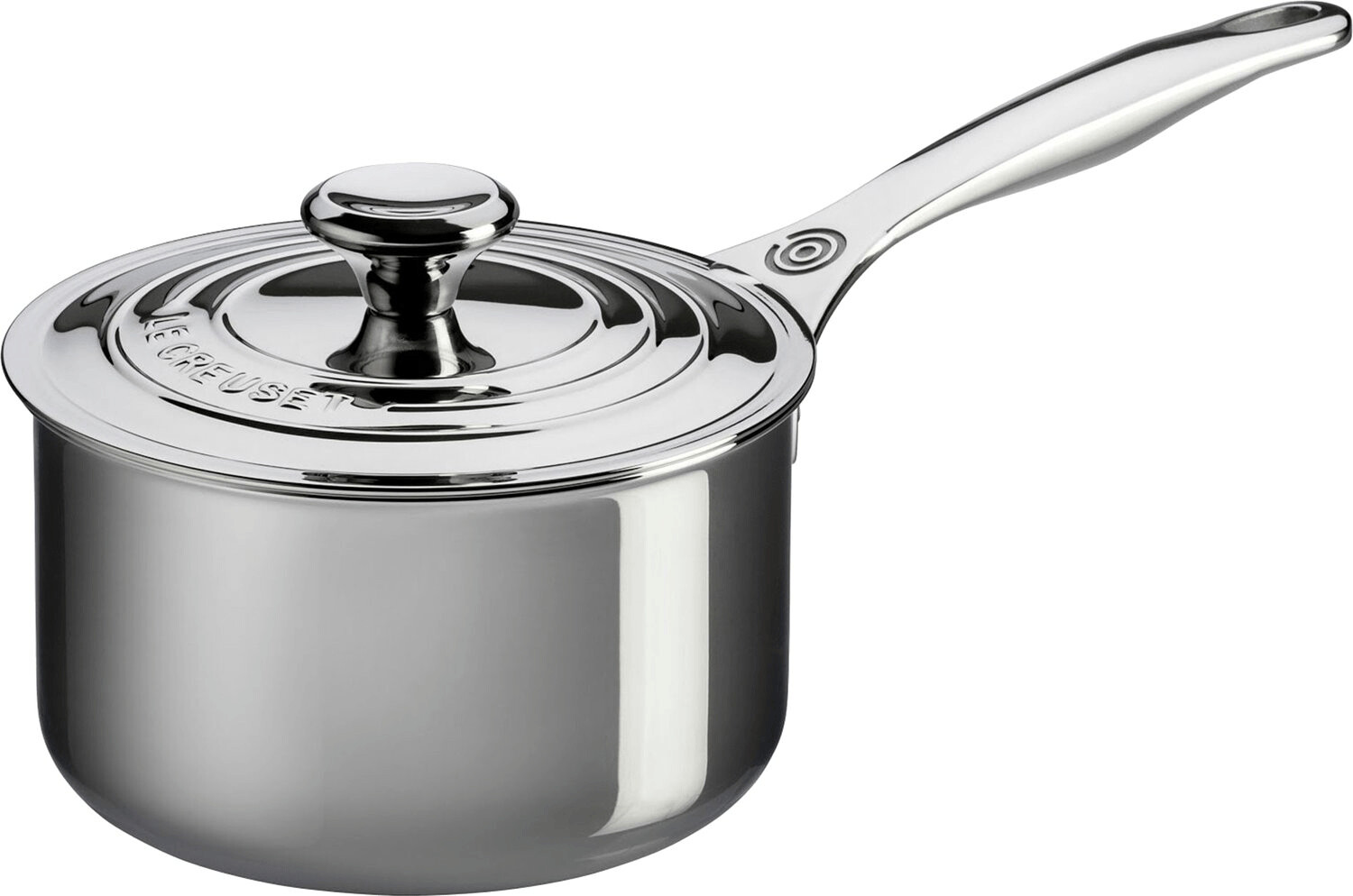 Le Creuset Le Creuset Tri-Ply Stainless Steel Saucepan with Lid and Helper Handle, 4-Quart