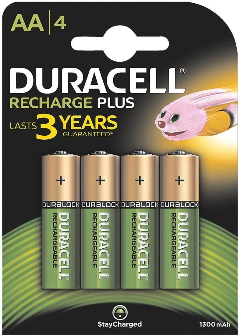 DURACELL Recharges Plus Piles Rechargeables type LR6 / AA 1300 mAh Lot de 4