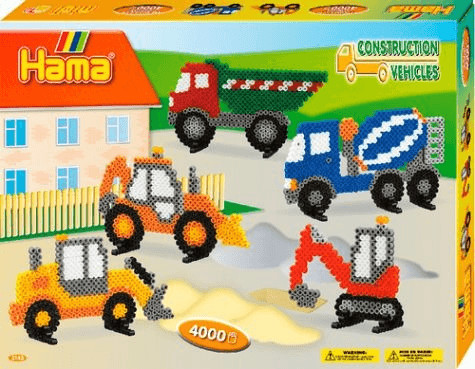 Hama Boîte de 4000 perles à repasser : Les engins de chantier