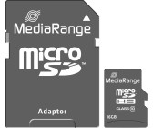 Carte Mémoire SD 16Go MediaRange avec adaptateur SD-SDHC - MR958–