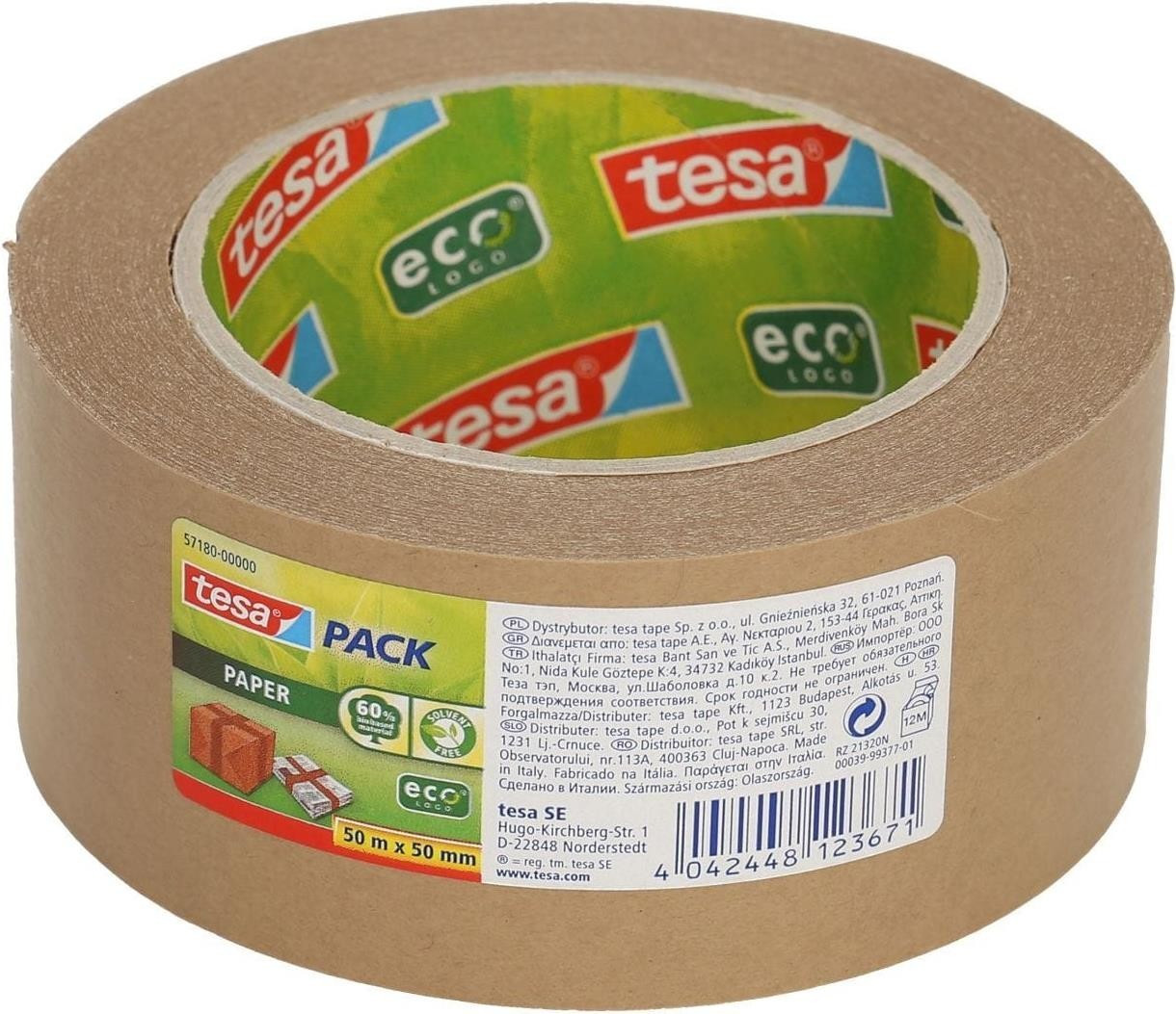 TESA Adhésif Papier KRAFT Écologique - H50 mm x L50 mètres - Rubans  adhésifs - Scotch - Coller - Fixer