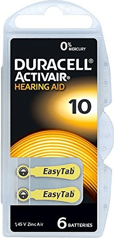 Duracell Lot de 6 piles EasyTab Activair 10