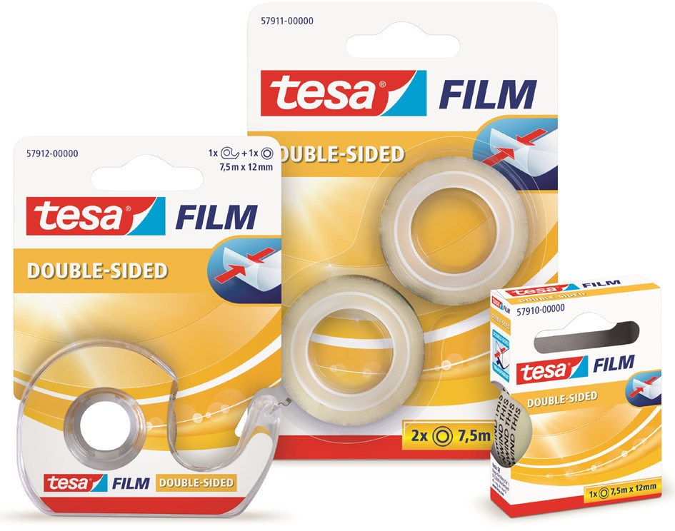 tesa 57911-00000 - tesafilm doppelseitig klebend, 7,5 m x 12 mm, 2er Pack