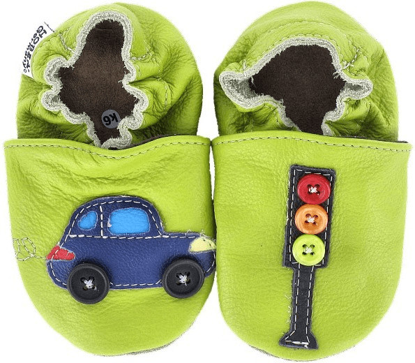HOBEA-Germany Chaussons bébé en cuir doux Voiture feu de signalisation