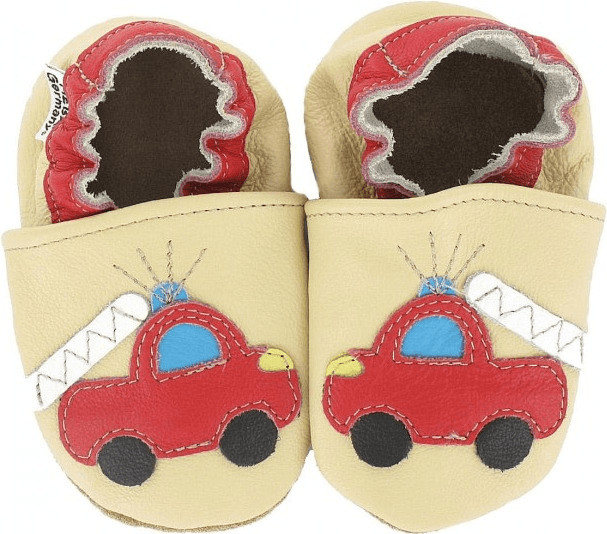 HOBEA-Germany Chaussons bébé en cuir doux Camion de pompiers