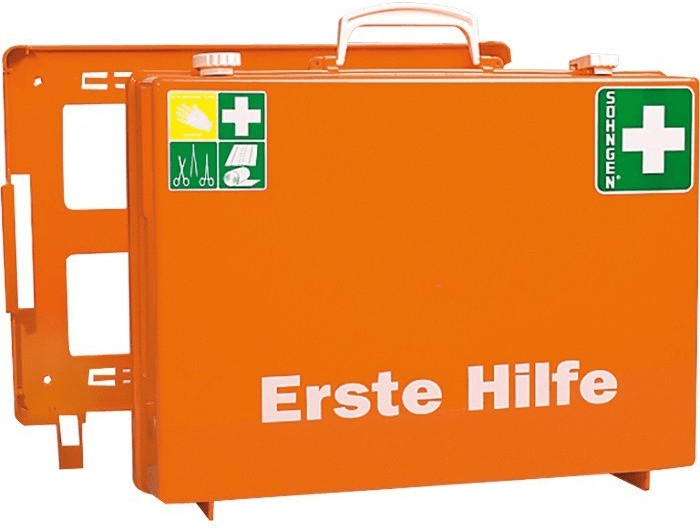 Günstiger Erste-Hilfe Kasten Typ MAXI, DIN 13169-2021, orange