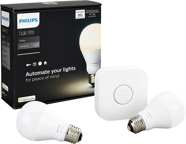 Philips Hue - Kit démarrage ampoule LED connectée White - 10,5W - Lot 2 E27  - Télécommande Hue - Cdiscount Bricolage