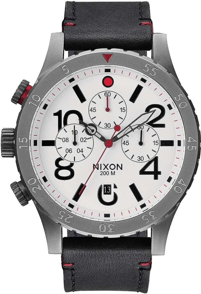 Nixon The 48-20 Chrono Leather gunmetal/white