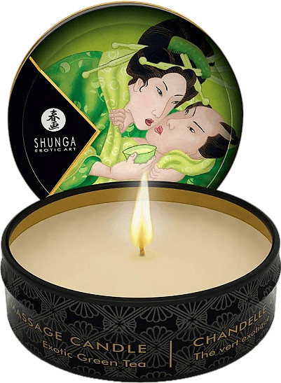 Shunga Mini chandelle de massage thé vert exotique (30 g)