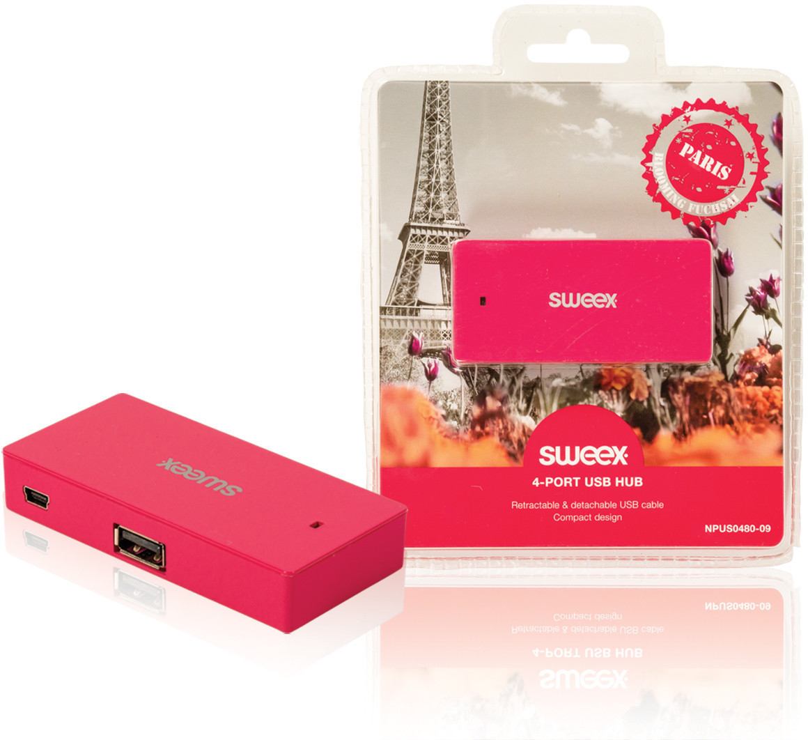 Sweex 4 Port USB 2.0 Hub Paris magenta