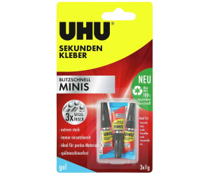 UHU Lot De 3 Mini Tubes 1g Colle Liquide Instantanée (Par 10