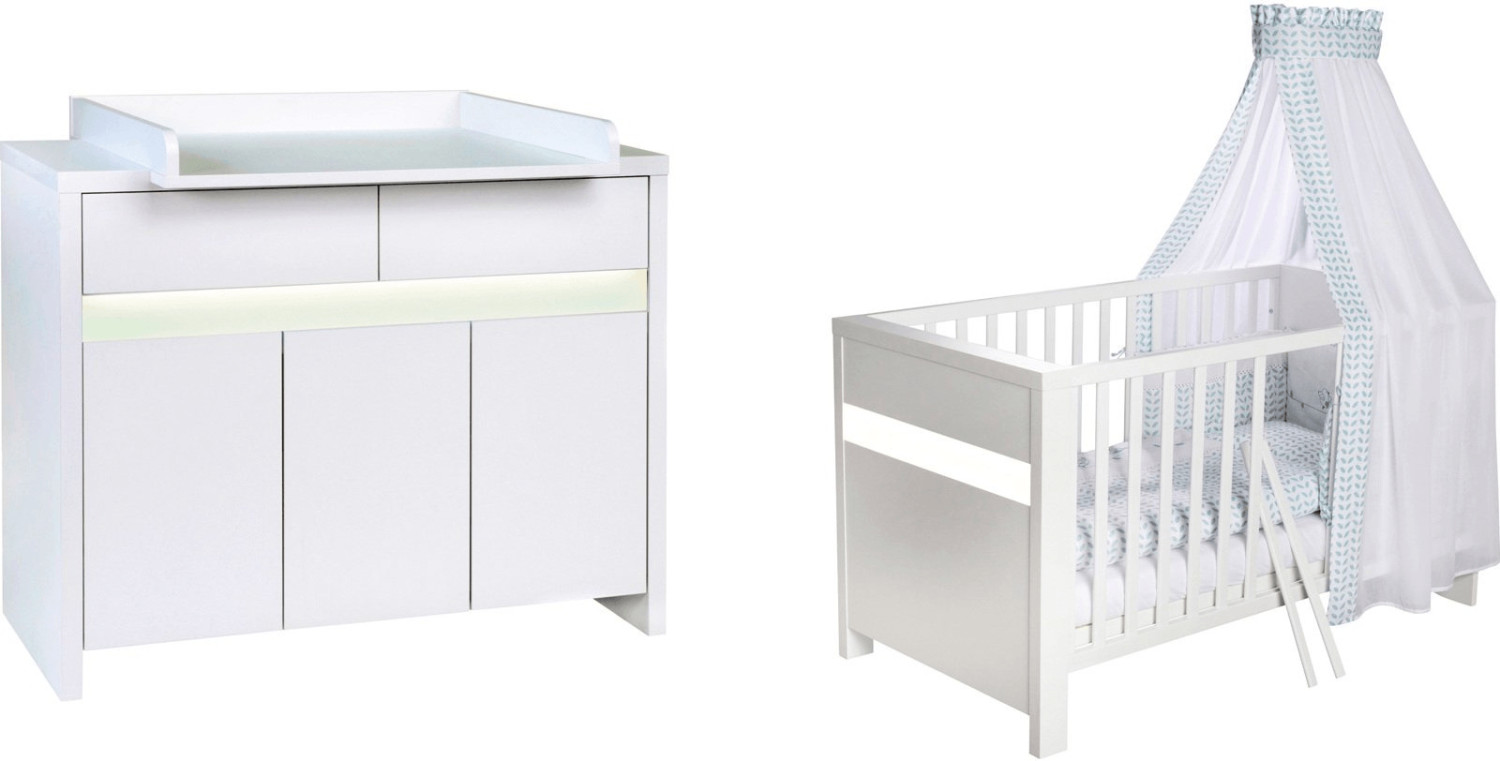 Schardt Ensemble Planet lit + commode à langer blanc