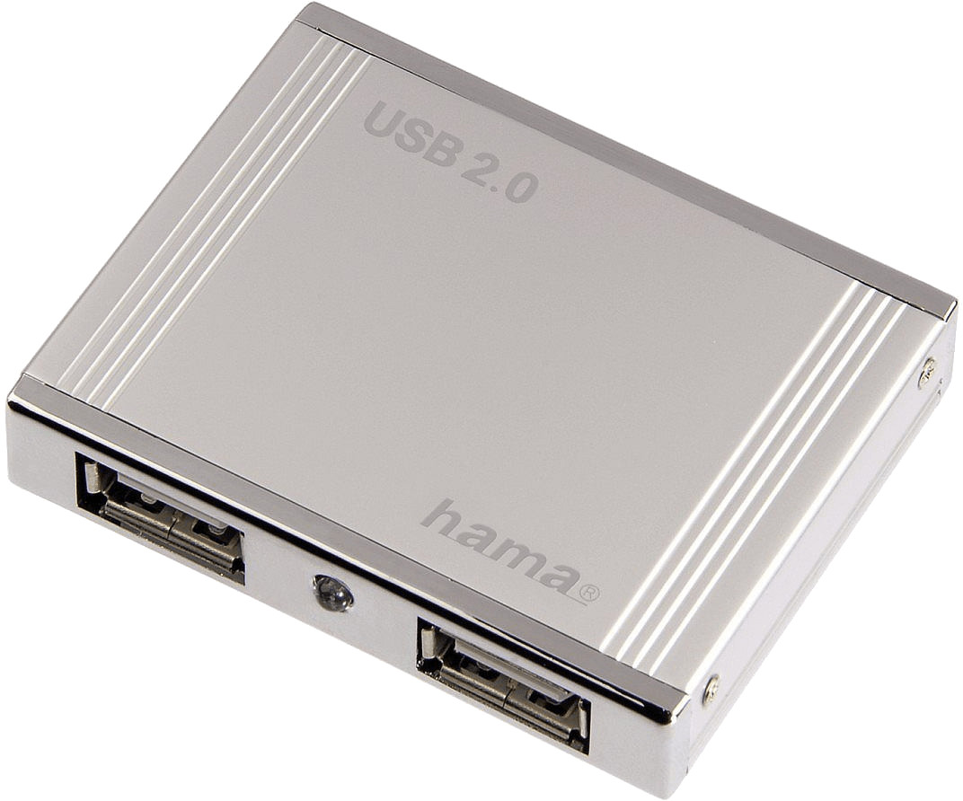 Hama 4 Port USB 2.0 Hub Aluminium mini silver