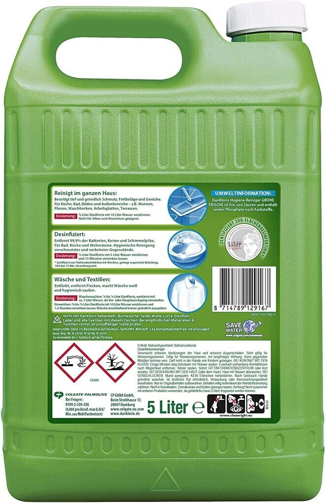 Dan Klorix Hygiene-Reiniger Grüne Frische (5 l) ab 11,46 €
