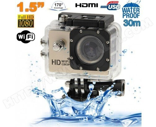 Yonis Caméra sport WiFi embarquée plongée caisson 12 MP Full HD 1080P or (Y-cse30)
