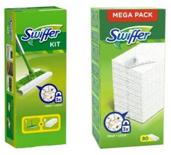 SWIFFER Kit balai et lingettes recharges sèches et humides 11