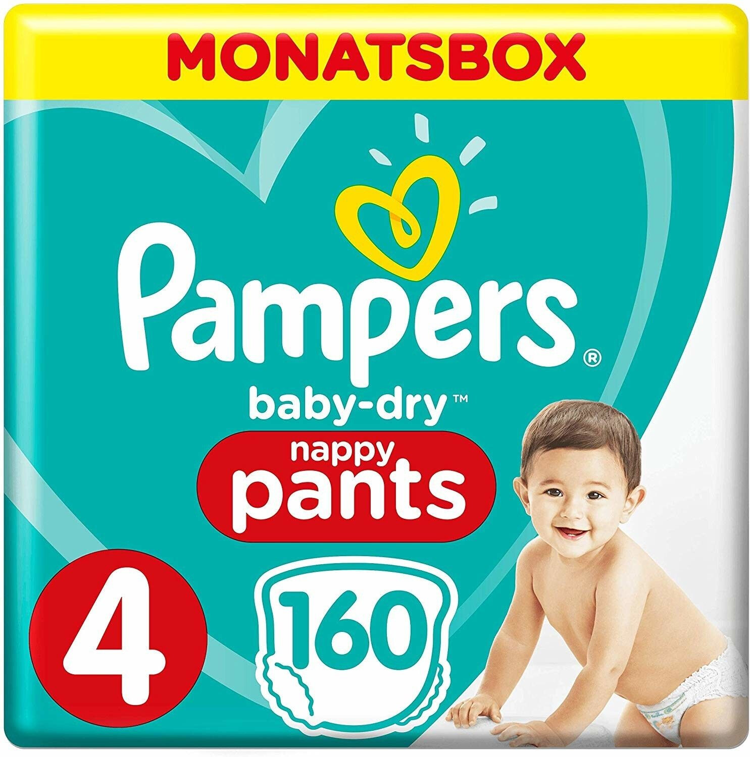 Pampers Baby-Dry taille 4, 92 couches, jusqu'à 12 heures de protection  contre les fuites, 9-14 kg