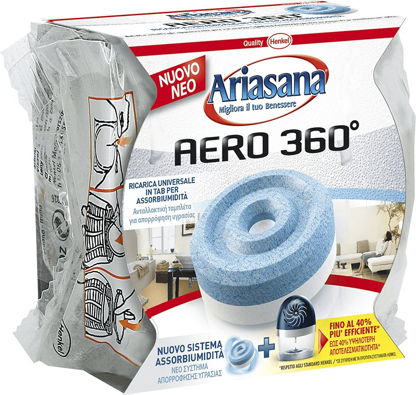 Ariasana Aero 360° Tab Pure Ricarica Universale in Tab per Assorbiumudità  450 g