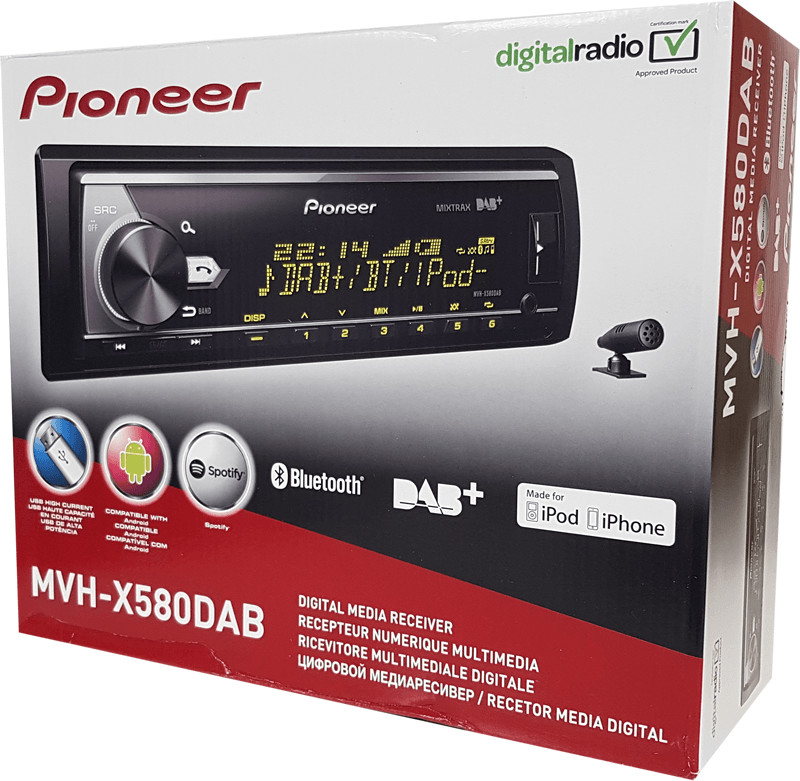 Pioneer MVH-X580DAB Autoradio tuner DAB+, port pour commande au