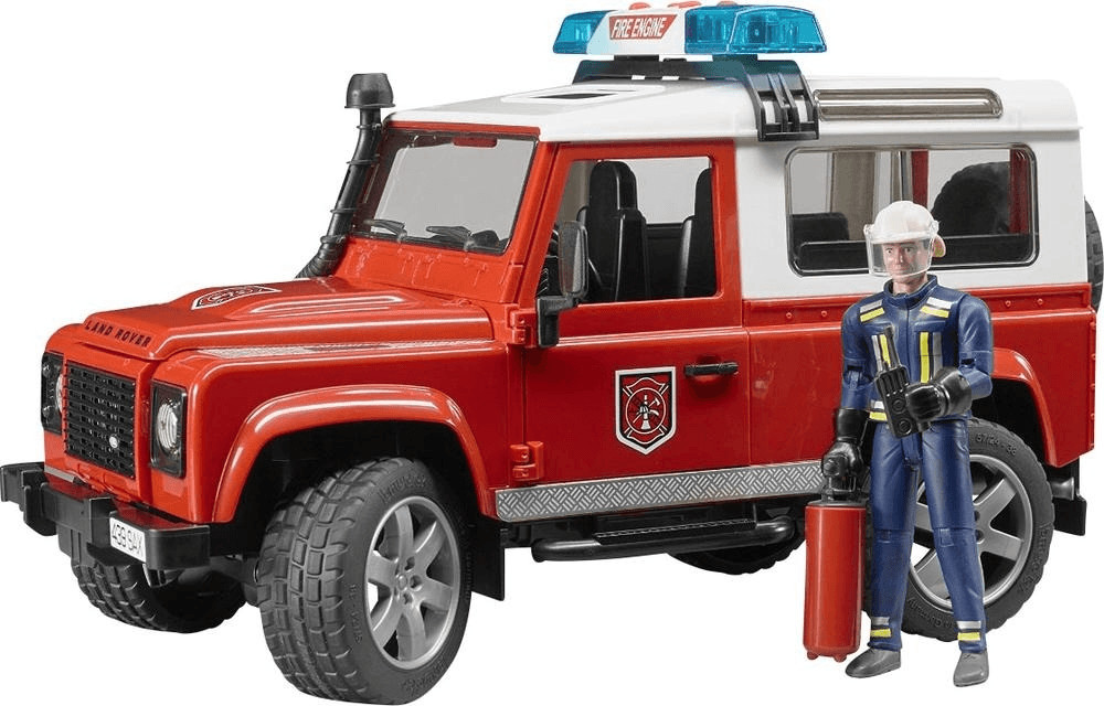 Bruder Véhicule de pompiers Land Rover avec figurine (02596)